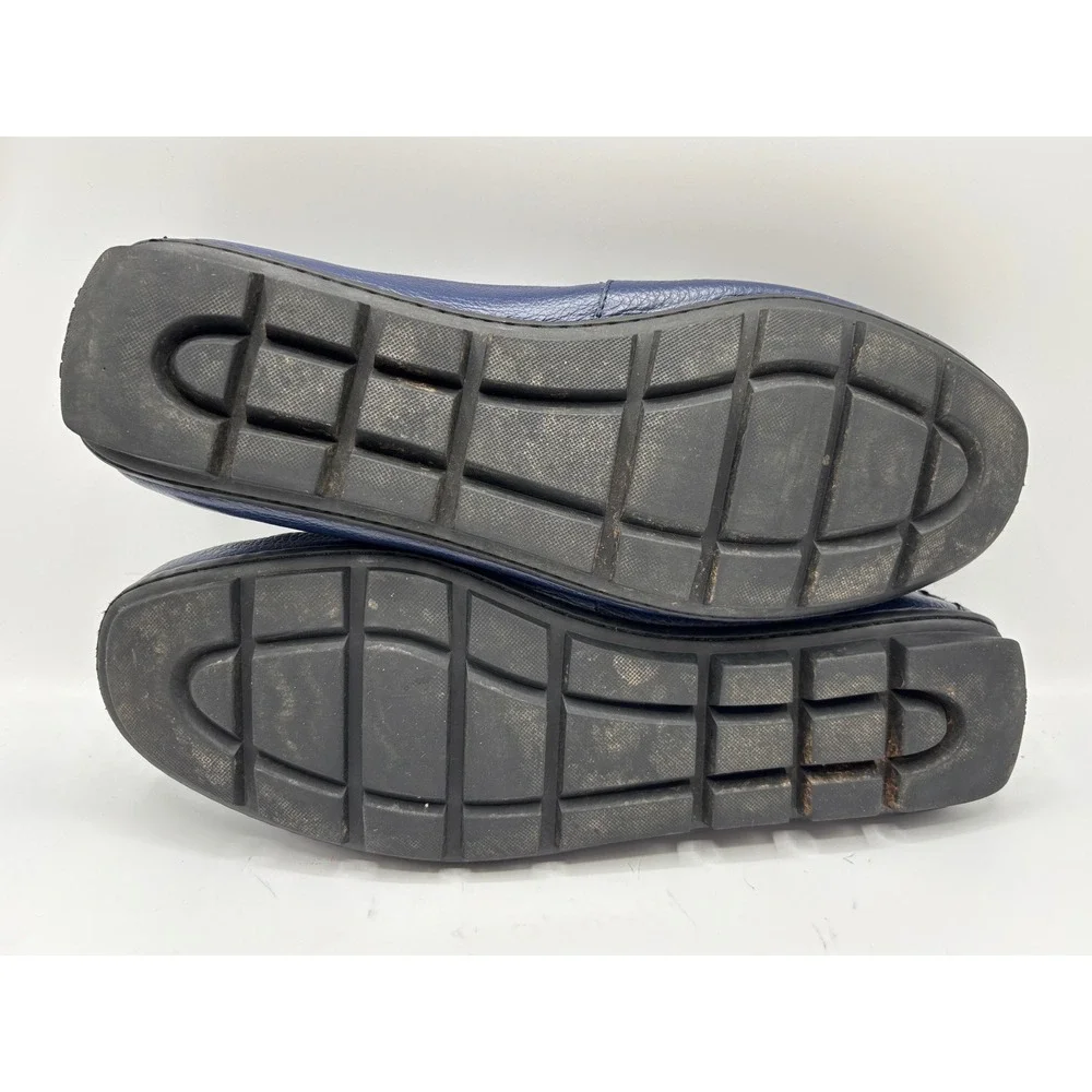 Coach C3098 Men's Navy Blue Pebbled Leather Penny Loafers Driving Shoes Size 12D